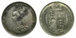 World Coins - UNITED KINGDOM.Victoria 1837-1901.AR.Shilling.1887. Small Jubilee head.