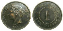 World Coins - CYPRUS.Bristish Administration.Victoria 1837-1901.AE.1 Piastra 1879.