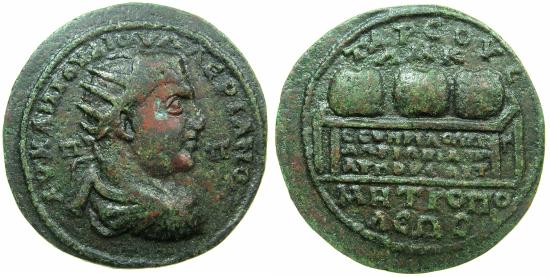 Ancient Coins - CILICIA.TARSUS.Valerian I AD 253-260.AE.32.~#~.Tarsus games, agnostic crowns.