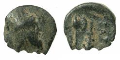 Ancient Coins - Artaxiads of ARMENIA.Tigranes VI ,1st reign AD 60-62.AE.14.2mm. Reverse. Labrys and club.