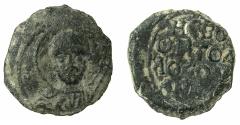 World Coins - CRUSADER STATES.Principality of ANTIOCH.Tancred AD 1104-1112.AE.Follis.1st type. Facing bust of Saint Peter.