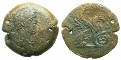 Ancient Coins - EGYPT.ALEXANDRIA.Antoninus Pius AD 138-161.AE.Drachma.struck AD 150/51. Female Sphinx: Unpublished regnal year
