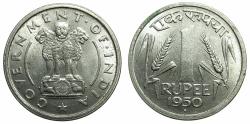 World Coins - INDIA.Republic.Nickel.1 Rupee.1950.  *** First rupee coin of independent India ***