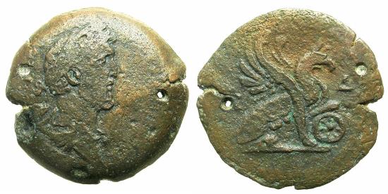 Ancient Coins - EGYPT.ALEXANDRIA.Antoninus Pius AD 138-161.AE.Drachma.struck AD 150/51. Female Sphinx: Unpublished regnal year