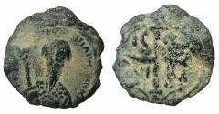 World Coins - CRUSADER STATES.Principality of Antioch.Tancred AD 1104-1112.AE.Follis.2nd type. Facing bust of Tancred.