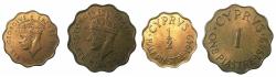 World Coins - CYPRUS.George VI 1936-1952.AE.Piastra and Half Piastre 1949. BU. *** Final denominations bearing the value Piastre ****