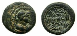Ancient Coins - SYRIA.The Decapolis.PHILADELPHIA.Pseudo Autonomous issue under Titus AD 79-81.AE.15.6mm. Bust of Athena.