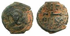 World Coins - CRUSADER STATES.Principality of Antioch.Tancred AD 1104-1112.AE.Follis.2nd type. Facing bust of Tancred.