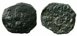 Ancient Coins - BYZANTINE EMPIRE.SICILY.Leo III The Isaurian AD 717-741 with associate Constantine Augustus AD 720-741.AE.Follis.Mint of SYRACUSE.**imperial figures hold cross instead of Akakia