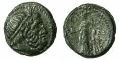 Ancient Coins - SICILY.SYRACUSE.Under Roman rule, after 212 BC.AE.19.2mm.  Serapis wearing Alef crown.