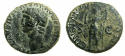 Ancient Coins - ROMAN.Claudius AD 41-54.AE.As.struck circa AD 42-43.Mint of ROME. Reverse. Constantia standing.