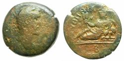 Ancient Coins - EGYPT.ALEXANDRIA.Antoninus Pius AD 138-161.AE.Drachma, struck AD 138/139. Euthenia reclining on Andro-Sphinx