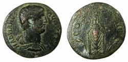 Ancient Coins - LYDIA.SARDES?.Hadrian AD 117-138.AE.24.7mm. Reverse. cultus statue of Kore. Unpublished?