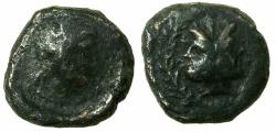Ancient Coins - SICLILY.PANORMOS.2nd cent BC.Anepigraphic.AE.Semis. Zeus. Reverse.Januform heads.