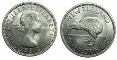 World Coins - NEW ZEALAND.Commonwealth.Elizabeth II 1952-2022.Copper-Nickel.Florin.1965.Prooflike.