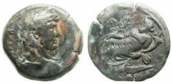 Ancient Coins - EGYPT.ALEXANDRIA.Hadrian AD 117-138.AE.Drachma.Stuck AD 121/22 or 131/32. Reverse. Nilus reclining on Crocodile.