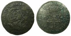 World Coins - ITALY.SAVOY.Carlo Emanuelle II 1639-1675 Regency issue with his mother Maria Cristina 1639-1648.Billon. 5 soldi. 1647.***EXCEPTIONAL GRADE FOR ISSUE ****