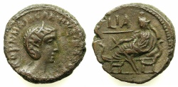 Ancient Coins - EGYPT.ALEXANDRIA.Cornelia Salonina, wife of Gallienus AD 253-268.Billon Tetradrachm, struck AD 263/64.~#~.Tyche reclining on couch