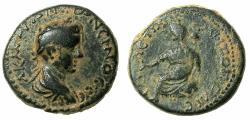 Ancient Coins - SYRIA.DECAPOLIS.PETRA.Elagabalus AD 218-222.AE.23.7mm. Tyche seated on rock. Unpublished?