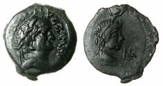 Ancient Coins - EGYPT.ALEXANDRIA.Vespasian AD 69-79.AE. Diobol, struck AD 68/70. Bust of Isis. Incomplete engraving of letter B or Regnal year 10?