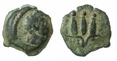 Ancient Coins - EGYPT.ALEXANDRIA.Trajan AD 98-117.anepigraphic issue.AE.Dichalkon.stuck AD 113/14. Hemhem crown.