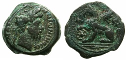 Ancient Coins - EGYPT.ALEXANDRIA.Marcus Aurelius AD 161-180.AE.Diobol, struck AD 179/180.****Extremely rare last date of rule.Reverse.Griffin****