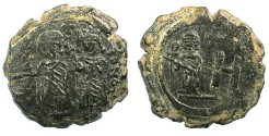 Ancient Coins - BYZANTINE EMPIRE.CHERSON.Maurice Tiberius and Constantina and Theodosius.AE.Octanummia( Follis)