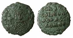 Ancient Coins - BYZANTINE EMPIRE.Basil I The Macedonian AD 867-886,with associate rulers Constantine Augustus from AD 868 to 879 and Leo VI Augustus from AD 870.AE.Follis.Mint of CONSTANTINOPLE.