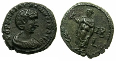 Ancient Coins - EGYPT.ALEXANDRIA.Salonina, wife of Gallieus AD 253-268.Billon Tetradrachm, struck AD 264/65.~#~. Elpis standing.