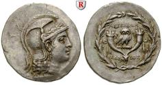 Ancient Coins - IONIA, LEBEDOS, Tetradrachm Mitte 2. cent. BC. NGC AU 5/5 4/5 Fine Style