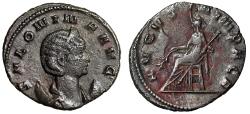 Ancient Coins - Salonina Billon Antoninianus "AVGVSTA IN PACE Brockage" Rare
