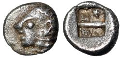 Ancient Coins - Ionia, Kolophon AR Tetartemorion "Archaic Apollo & Incuse" Good Very Fine