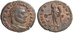 Ancient Coins - Maximian Follis "Genius with Patera, Crescent" Siscia Extremely Fine