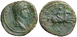 Ancient Coins - Hadrian AE As "Emperor on Horseback, Holding Spear" Good Very Fine Rare