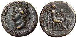 Ancient Coins - Nero Dupondius "Securitas Seated, Altar Before" Rare Good Very Fine