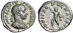 Ancient Coins - Severus Alexander AR Denarius "Jupiter Hurling Thunderbolt" Near Extremely Fine