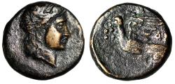 Ancient Coins - Sikyonia, Sikyon AE Trichalkon "Apollo & Dove, API Above" Rare