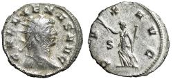 Ancient Coins - Gallienus Silvered Antoninianus "Pax Running" Milan Very Rare