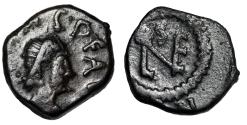Ancient Coins - Leo I AE10 "DN LEOS PF AVG Portrait & Monogram 1" Constantinople RIC 688 gVF