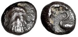 Ancient Coins - Cilicia, Mallos AR Obol "Silenos Facing & Swan" Very Rare