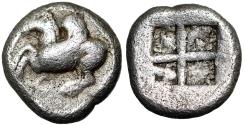 Ancient Coins - Corinthia, Corinth AR Obol "Pegasus / Quadripartite Incuse" Rare