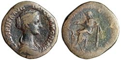 Ancient Coins - Crispina (Wife of Commodus) Sestertius "Salus Seated" Nice Portrait