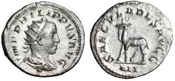 Ancient Coins - Philip II Caesar AR Antoninianus "Goat" 1000th Anniversary of Rome