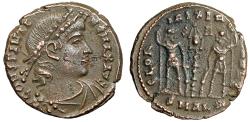 Ancient Coins - Constantius II as "Maximus" Nummus "Soldiers" Alexandria Rare