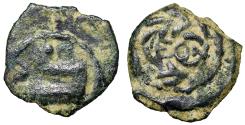 Ancient Coins - Herod Archelaus Half Prutah "Prow of Galley & EON Wreath" Jerusalem