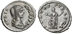 Ancient Coins - Julia Domna AR Denarius "Pietas, Hands Raised" Laodicea ad Mare Extremely Fine