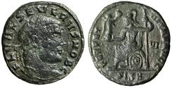 Ancient Coins - Severus II as Caesar AE Follis "Roma Enthroned" Siscia Rare