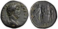 Ancient Coins - Aelius Caesar AE Sestertius "Fortuna & Spes" Rare Portrait Variety Very Fine