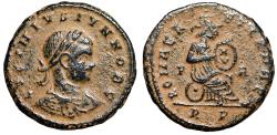 Ancient Coins - Licinius II Caesar Nummus "ROMAE AETERNAE Roma Seated" Rome Scarce