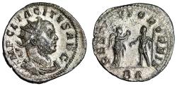 Ancient Coins - Tacitus Silvered Antoninianus "Victory Presenting Wreath" Extremely Fine